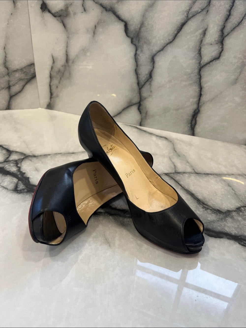 Classic Black Peep-Toe Women’s Pumps